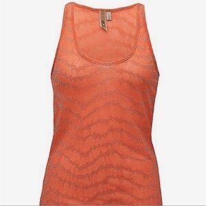 Sheer BKE Orange and Silver Tank Top